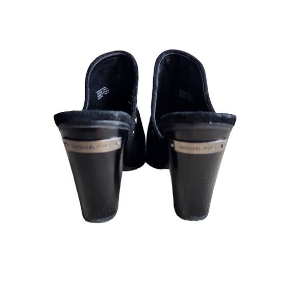 Michael Kors Louise Black Suede Studded Slip on Mules Clogs Shoes 8 Pre-owned - Picture 6 of 10